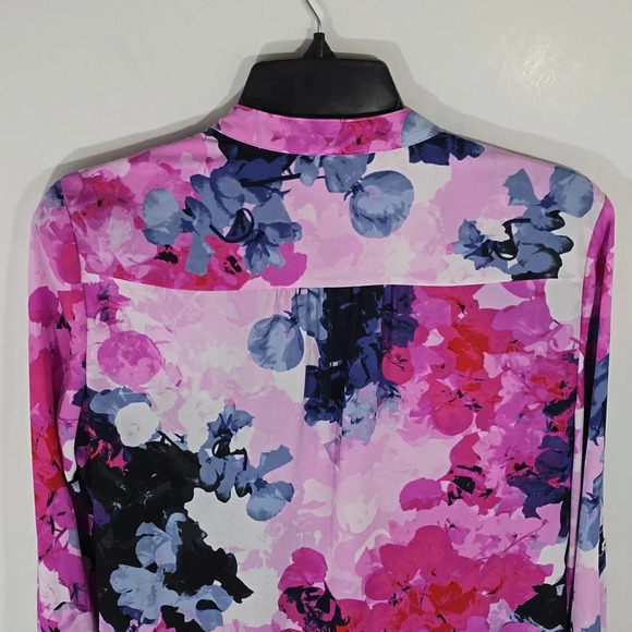 {Alfani} Women's Floral Abstract Print Drape Front Blouse - Size 8 - Picture 5 of 11
